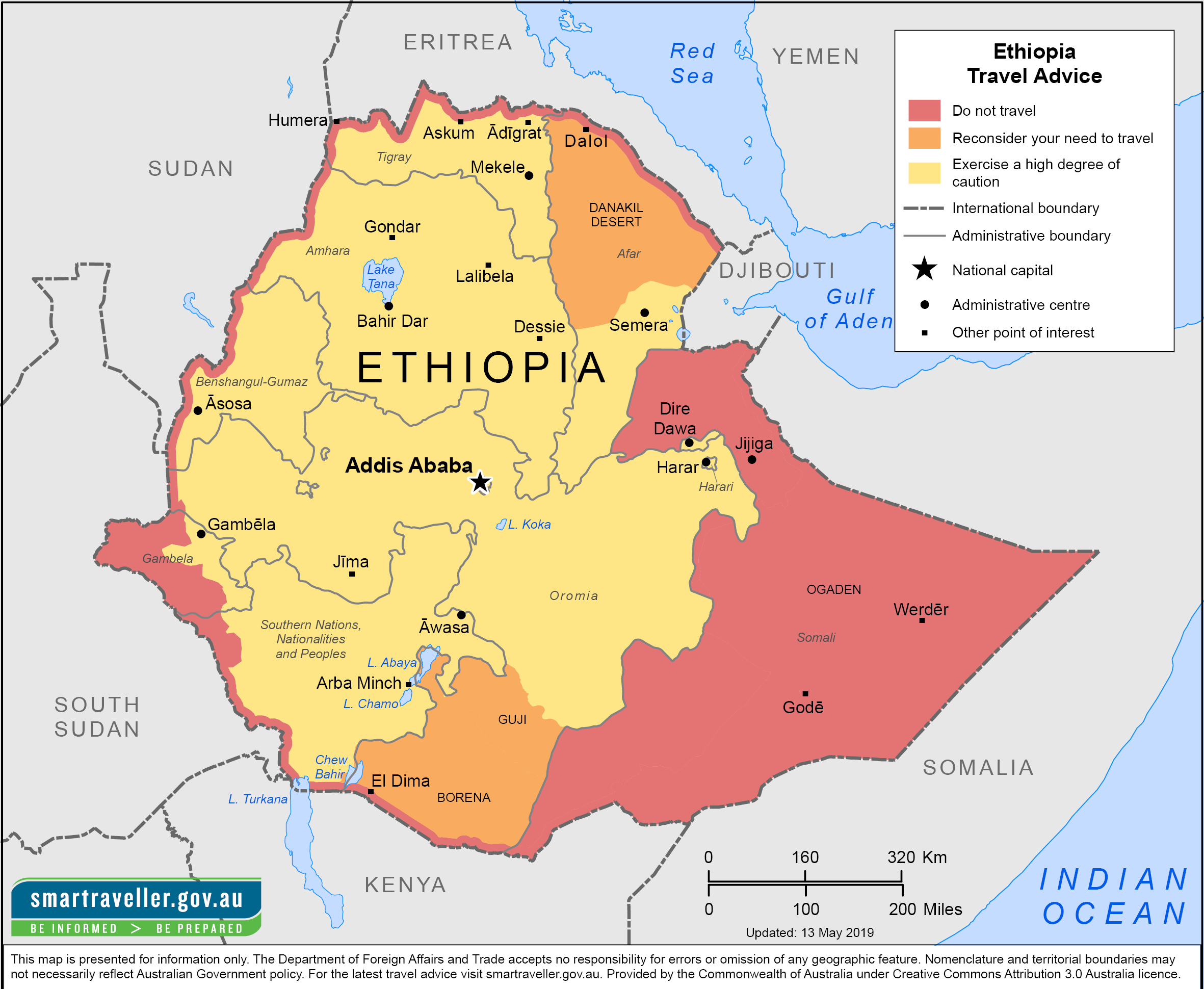 ethiopia travel advisory level