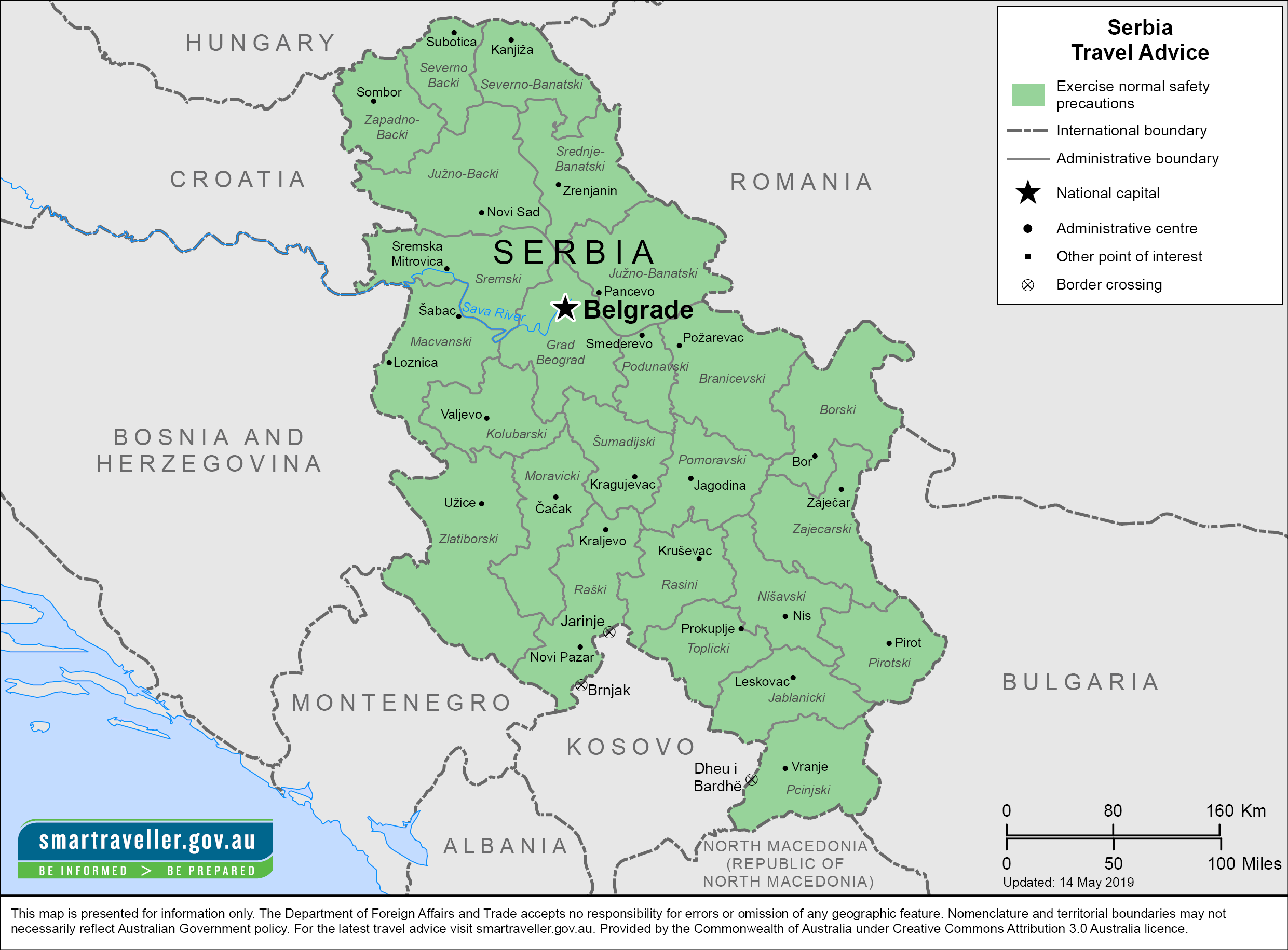 serbia tourism map