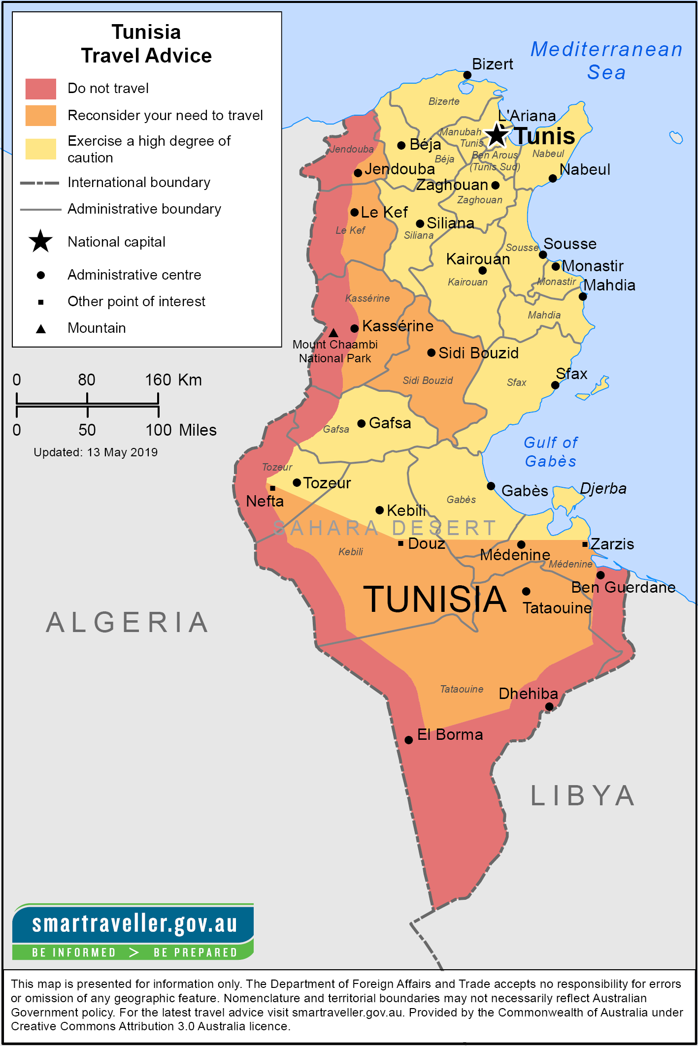 tunisia map tourist