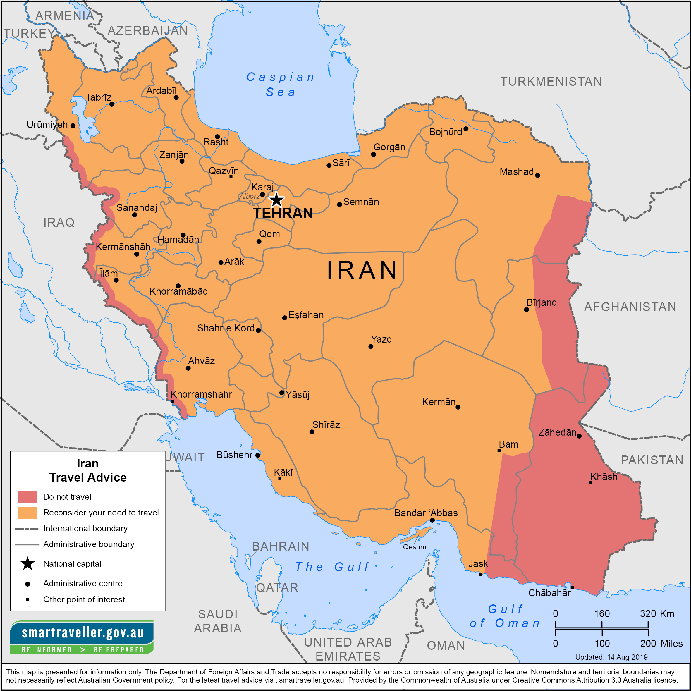 iran tourism map