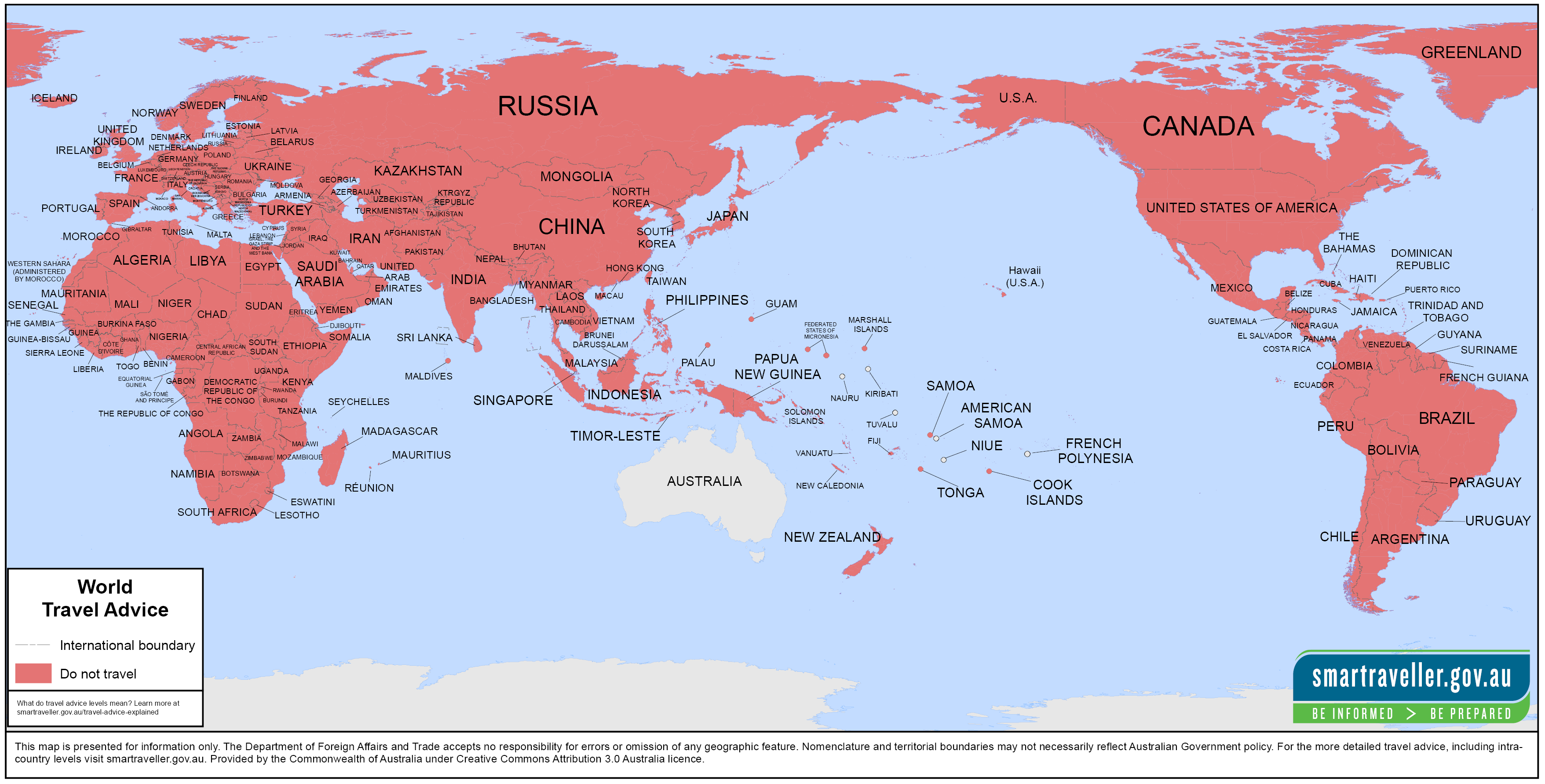 World map do not travel level 4