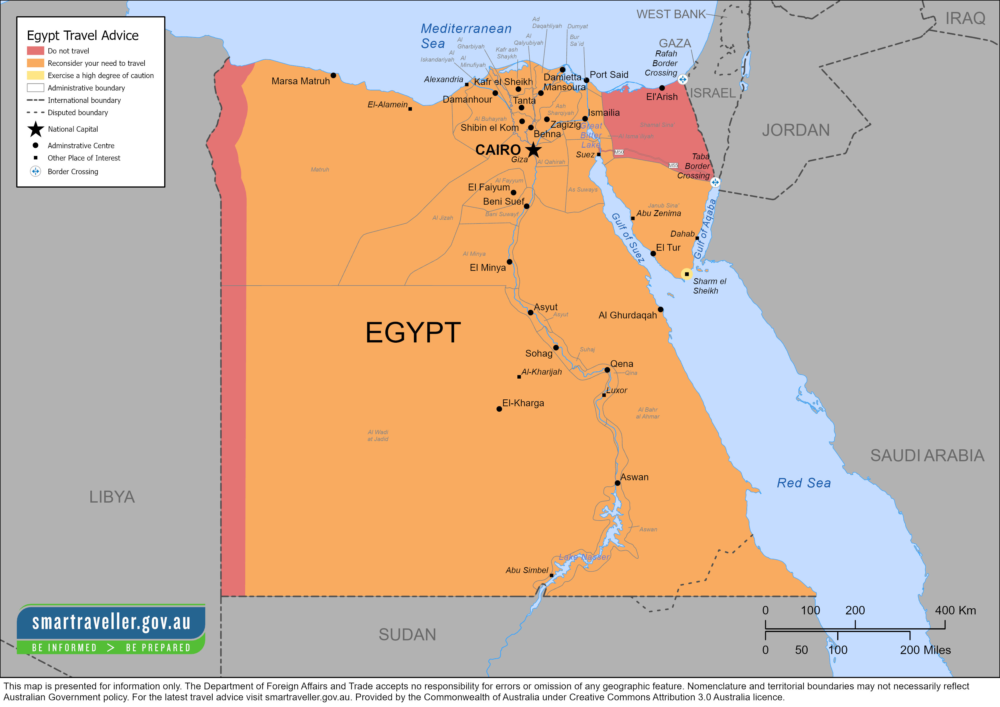 egypt travel advisory australia