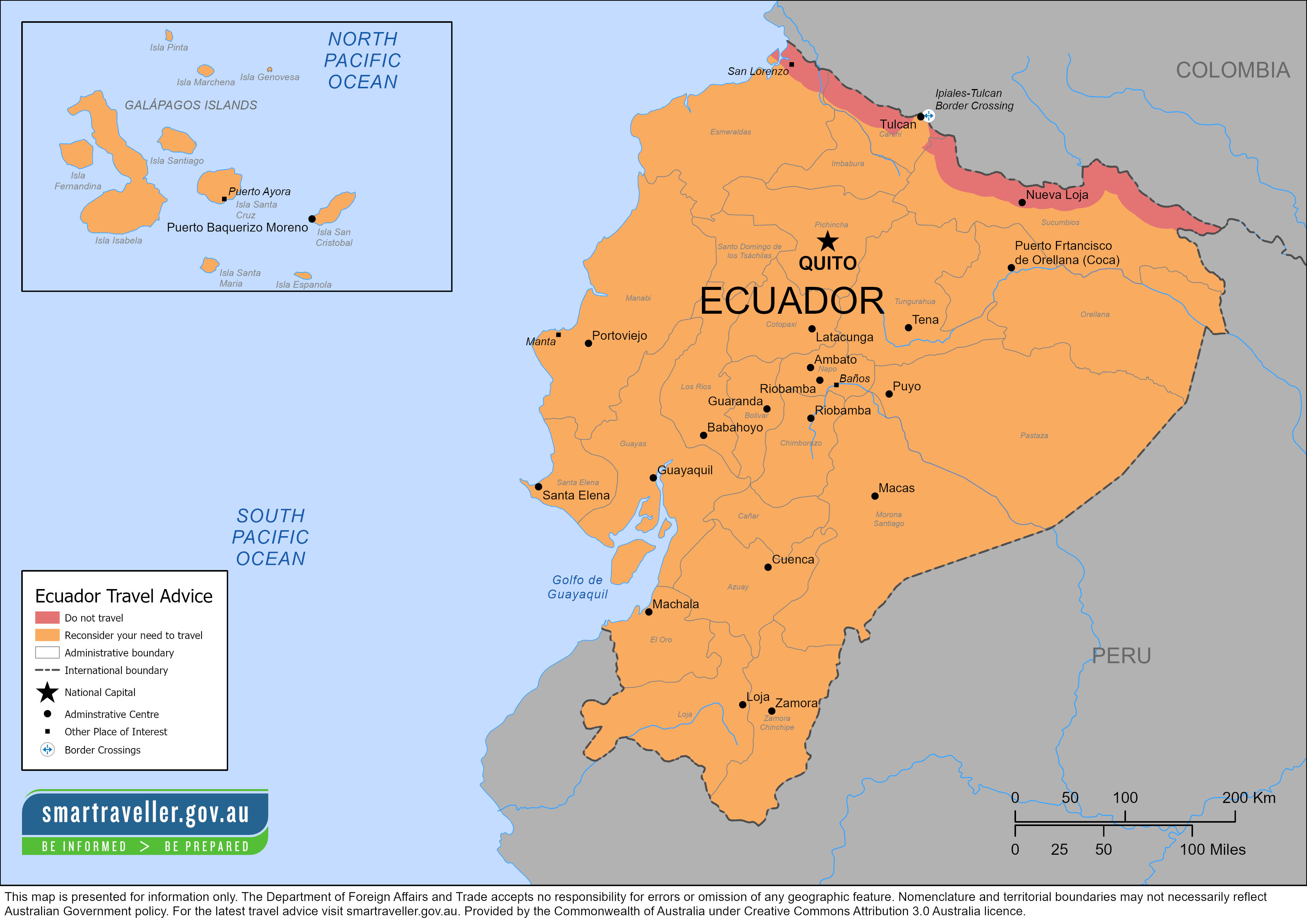 ecuador travel advisory map