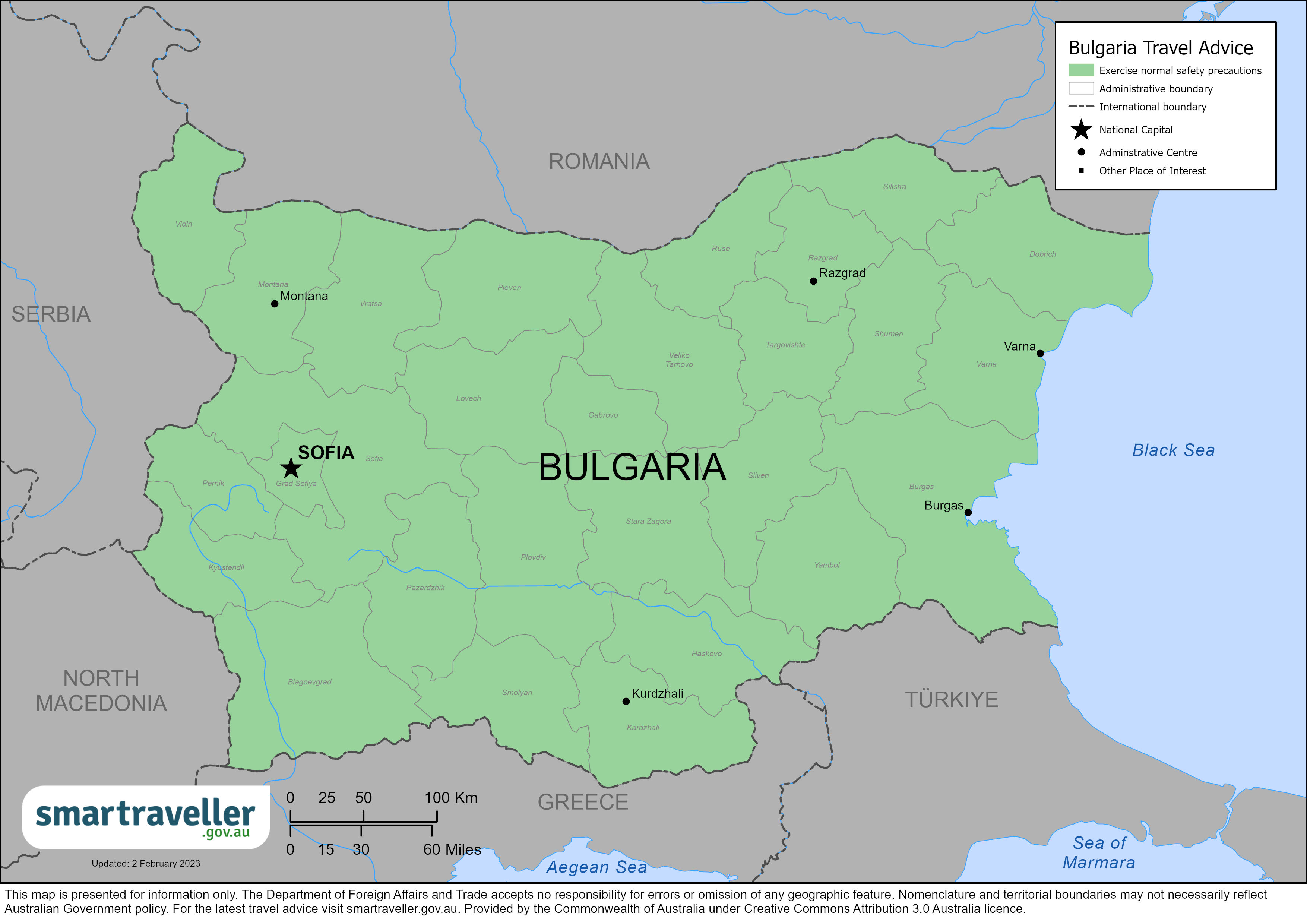  Bulgaria Map Feb 2023