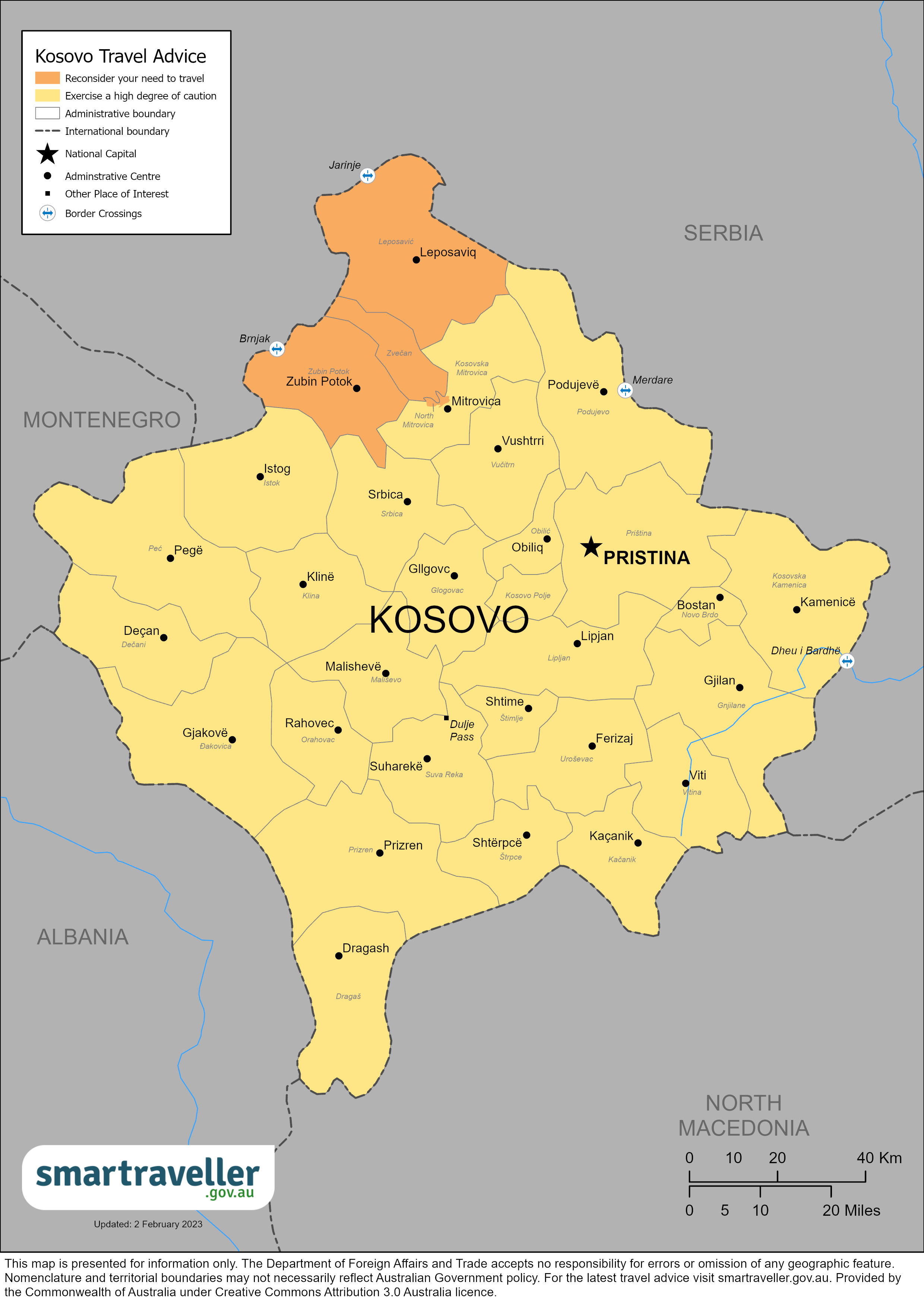 Kosovo Map Feb 2023