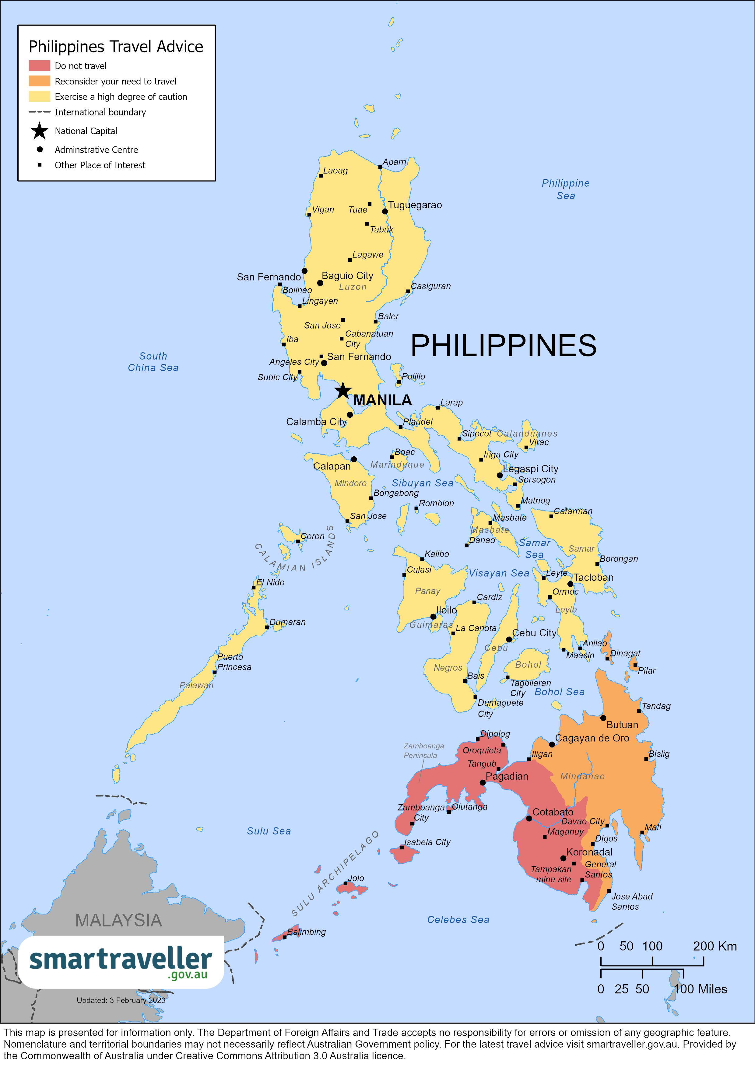 philippines travel advisory map