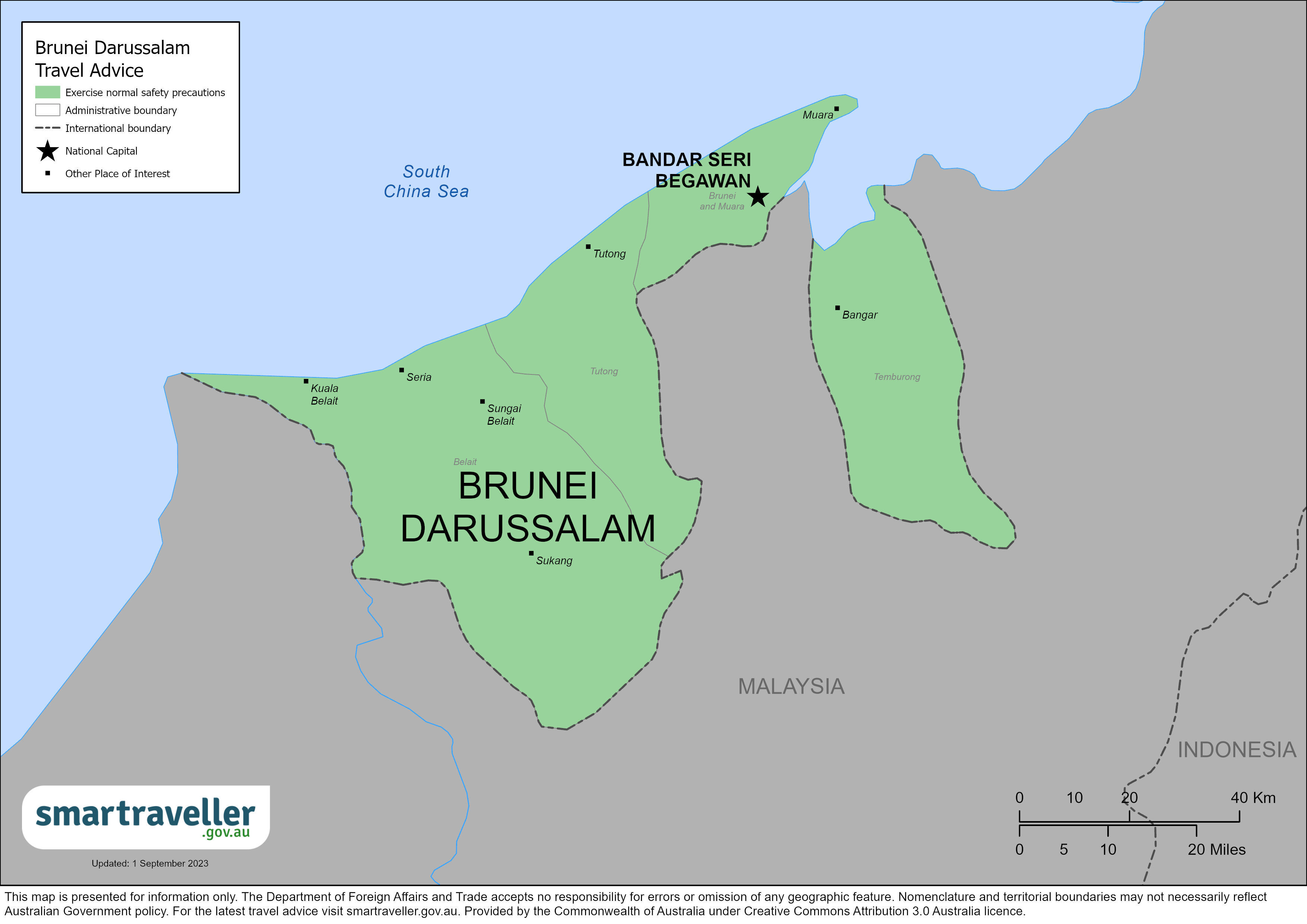 Brunei Darussalam map September 2023