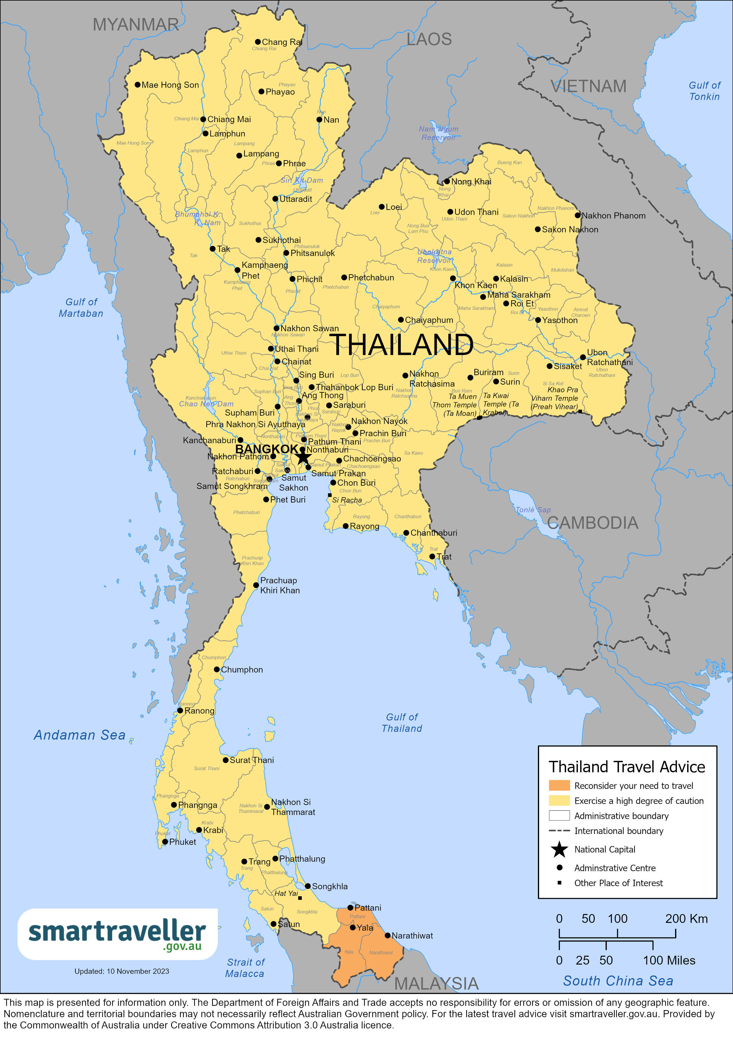 Thailand map November 2023