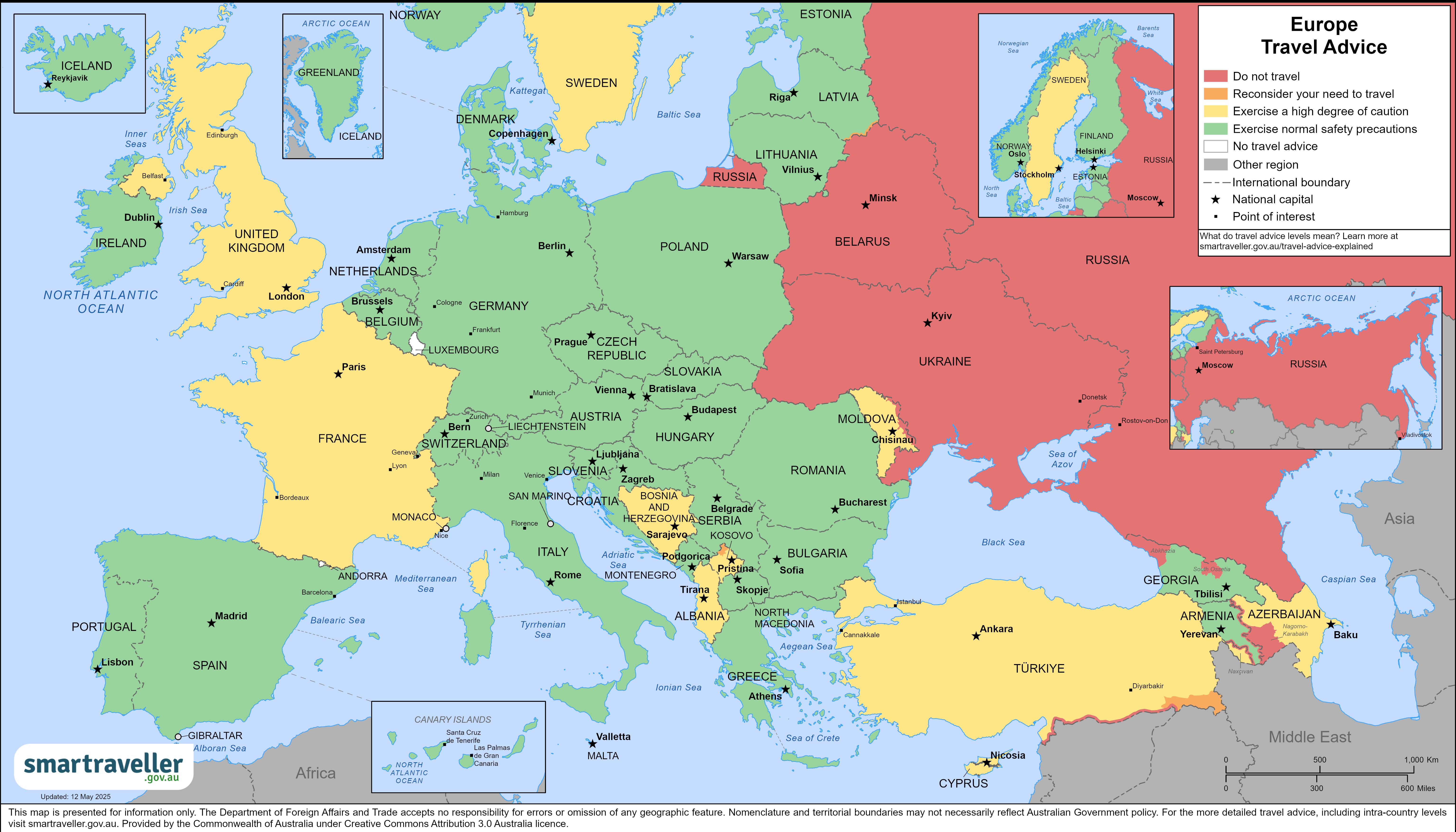 Europe map 12 May 2025