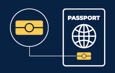 Image describes to readers what symbol to look for on their Passport covers.  If there is a symbol that looks like two rectangles stacked together horizontally with a circle sandwich between them, the passport is an ePassport.