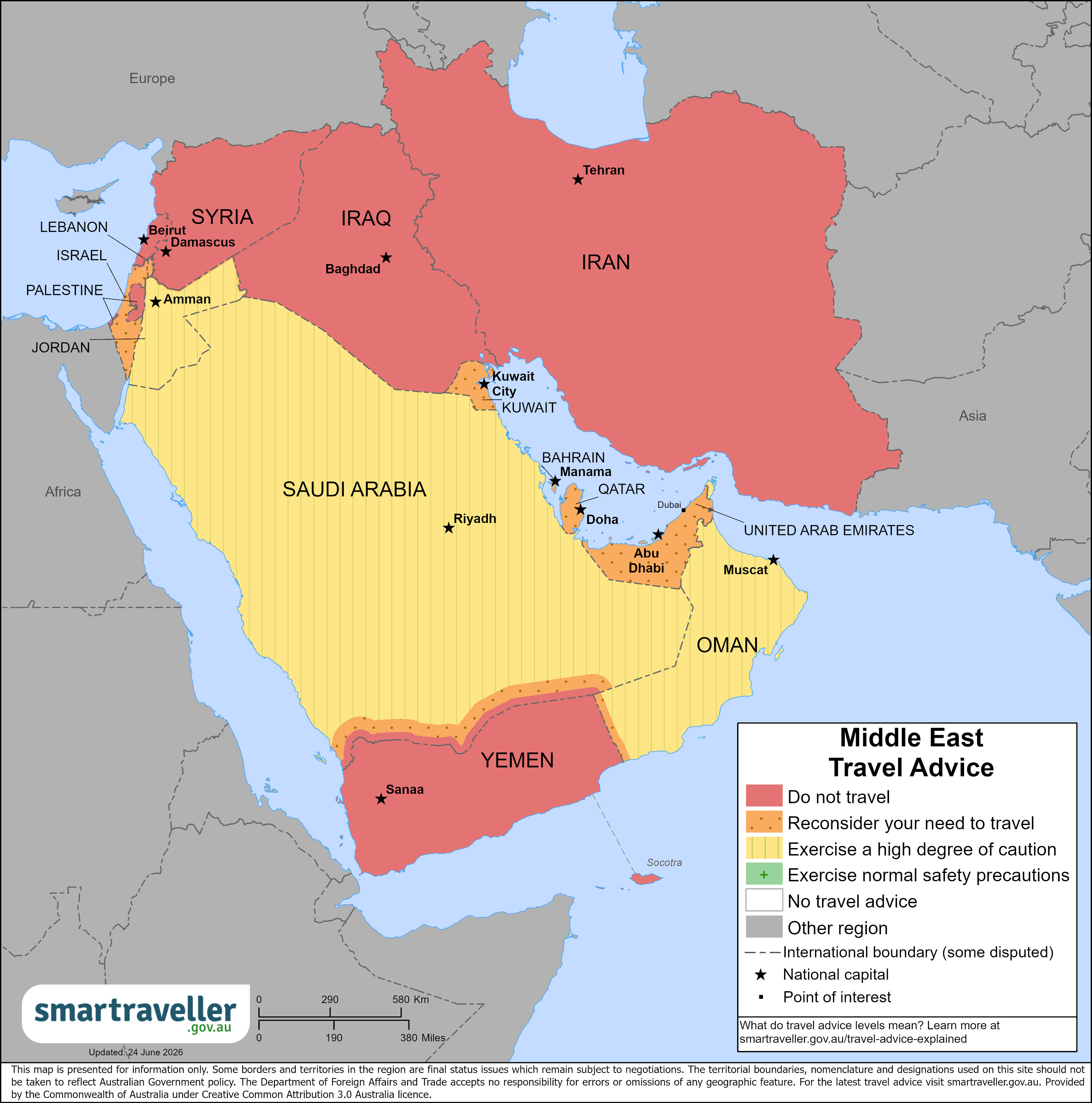 Middle East regional map