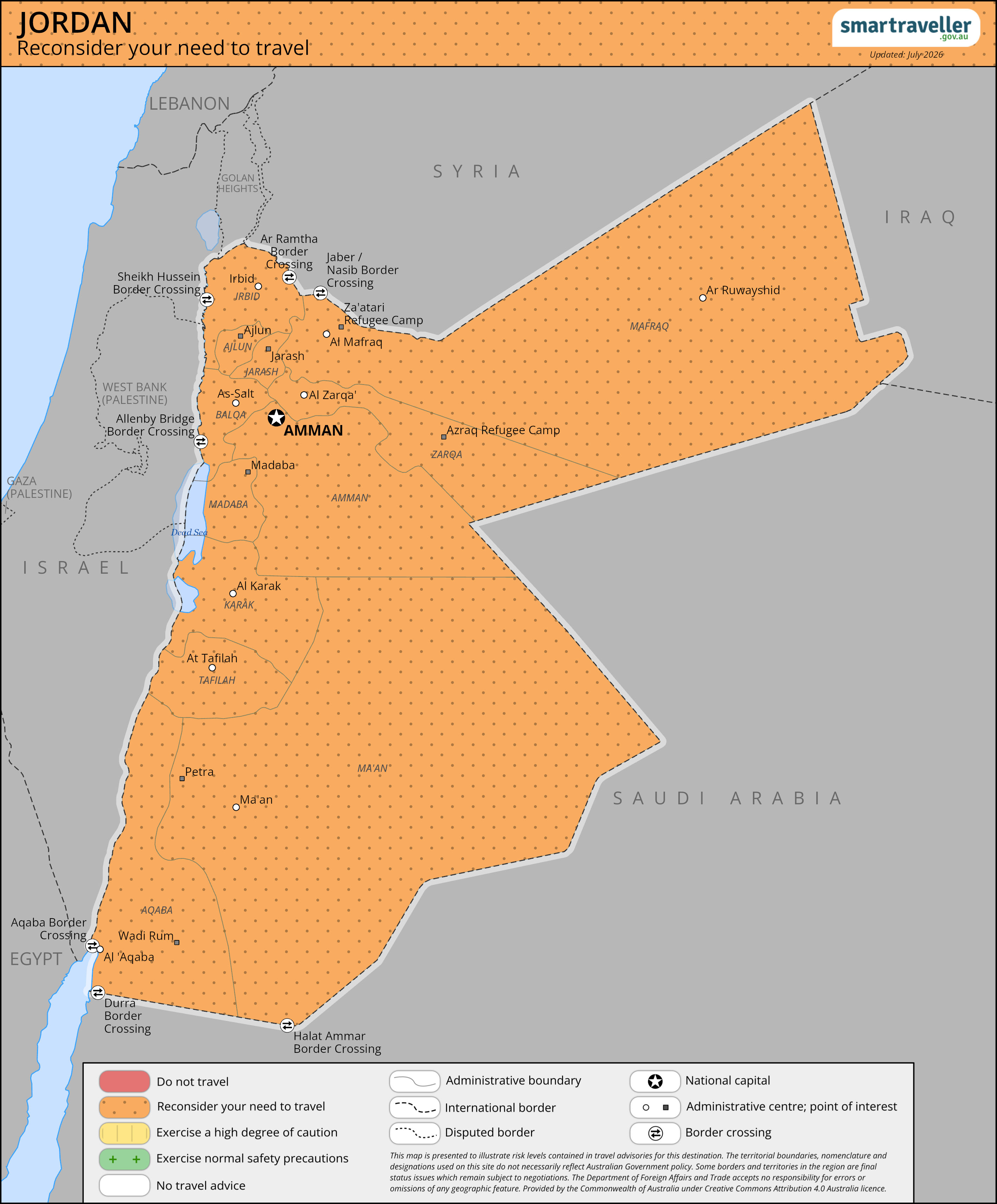 Jordan country map